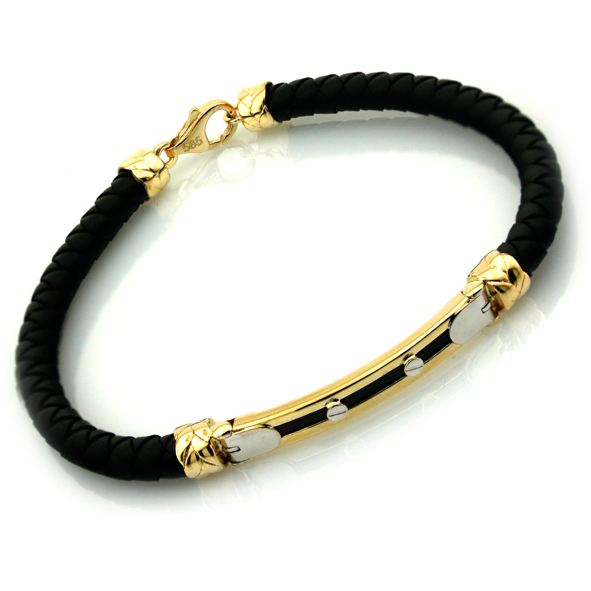 Altın Erkek Kelepçe Bileklik Derili (14 Ayar) Modelleri ve Altın Erkek Kelepçe Bileklik Derili (14 Ayar) Modelleri ve