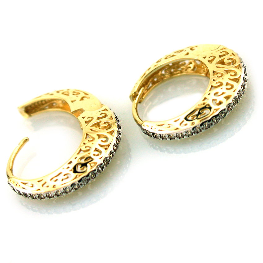 Altın İtalyan Taşlı Halka Küpe (14 Ayar) Modelleri ve