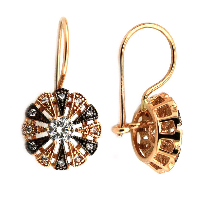 Elmas Montürlü Sallantılı Altın Küpe (14 Ayar) Modelleri