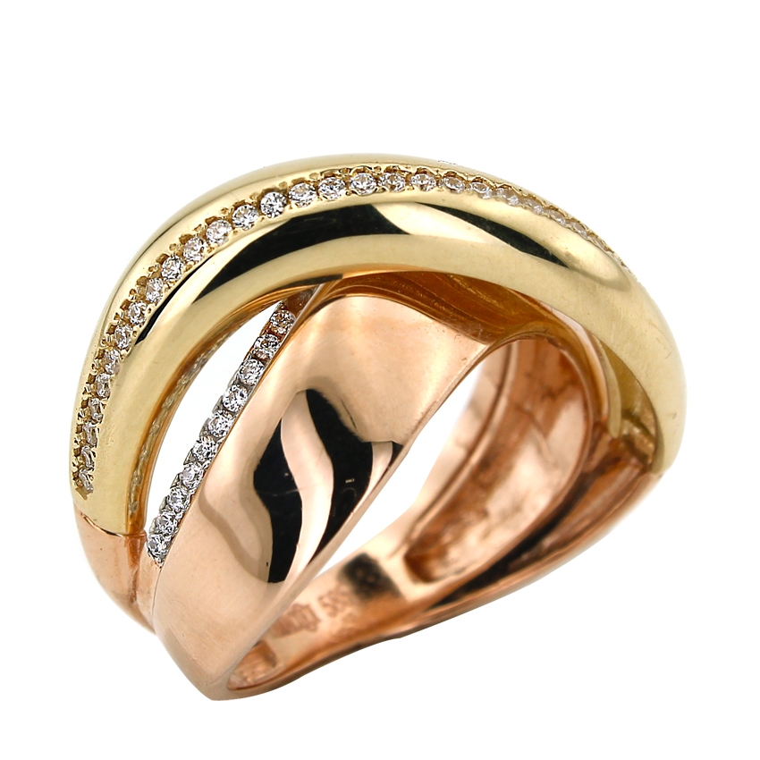 İki Renkli Tasarım Fantazi Altın Yüzük (14 Ayar) Modelleri