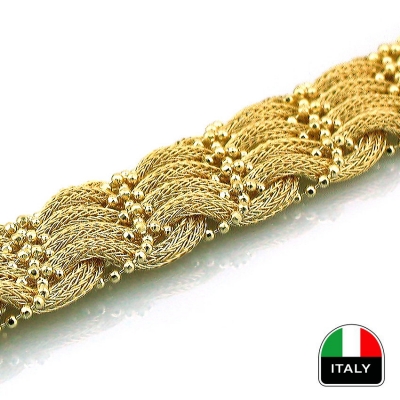 Altın Hasır İtalyan Tasarım Bileklik Künye (14 Ayar)