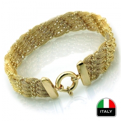 Altın Hasır İtalyan Tasarım Bileklik Künye (14 Ayar) - Thumbnail