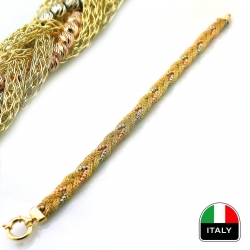 Altın Hasır Örmesi İtalyan Toplu Tasarım Bileklik Künye (14 Ayar) - Thumbnail