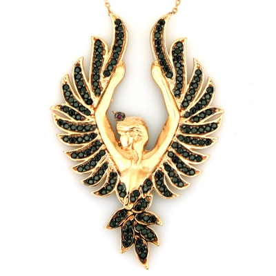 Altın Kanatlı Kadın (Harpy) Kolye (14 Ayar)