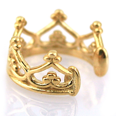 Altın Kral Tacı Earcuff Piercing (14 Ayar)