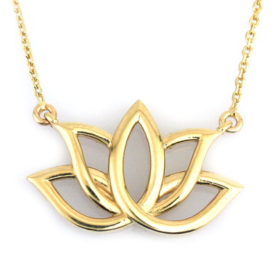 Altın Lotus Çiçeği Kolye (14 Ayar)
