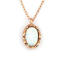 Altın Opal Taşlı Kolye (14 Ayar) - Thumbnail