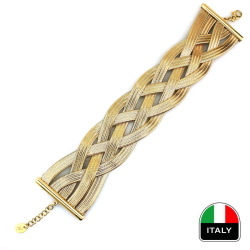 Hasır Kalın İtalyan Altın Bileklik Künye (14 Ayar) - Thumbnail