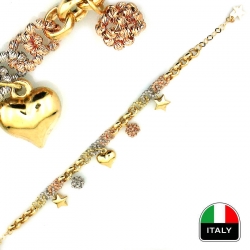 İtalyan Tasarım Altın Şans Bileklik Künye (14 Ayar) - Thumbnail