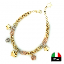 İtalyan Tasarım Altın Şans Bileklik Künye (14 Ayar) - Thumbnail