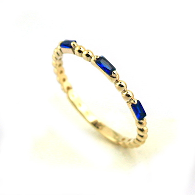 Mavi Taşlı Altın Eklem Yüzüğü (14 Ayar)