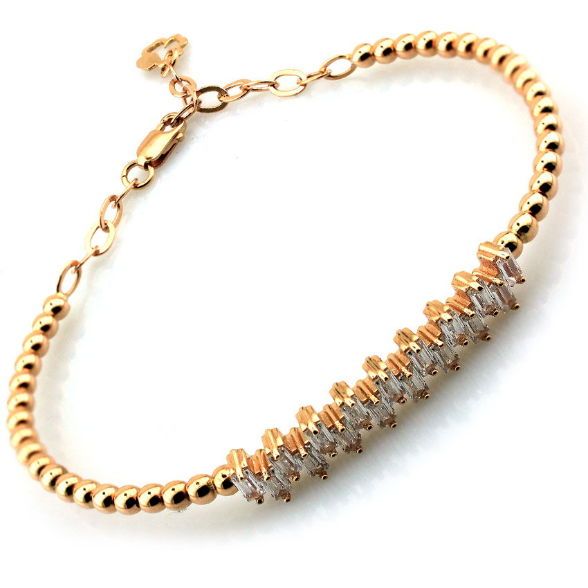 Pırlanta Modeli Zarif Altın Bilezik Kelepçe (14 Ayar