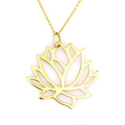 Taşsız Altın Lotus Çiçeği Kolye (14 Ayar)