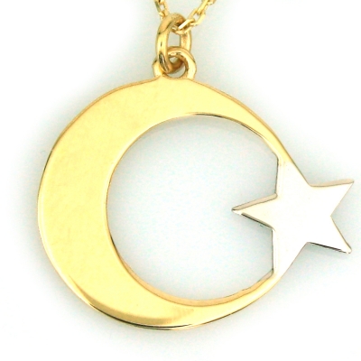 kuyumcunuznet - Taşsız Türk Bayrağı Altın Kolye (14 Ayar)