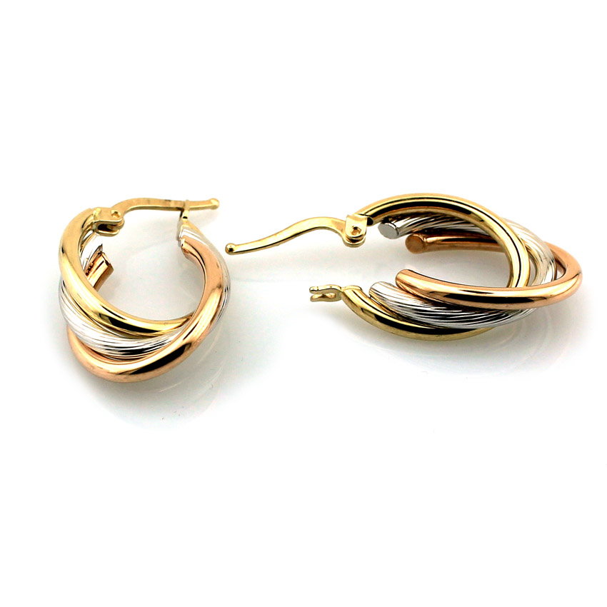 Üç Renk Altın Küpe (14 Ayar) Modelleri ve Fiyatları