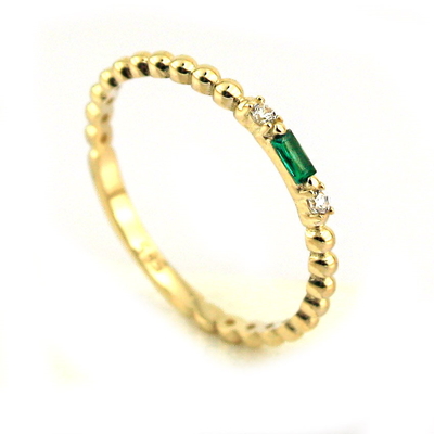 Yeşil Taşlı Altın Eklem Yüzüğü (14 Ayar)